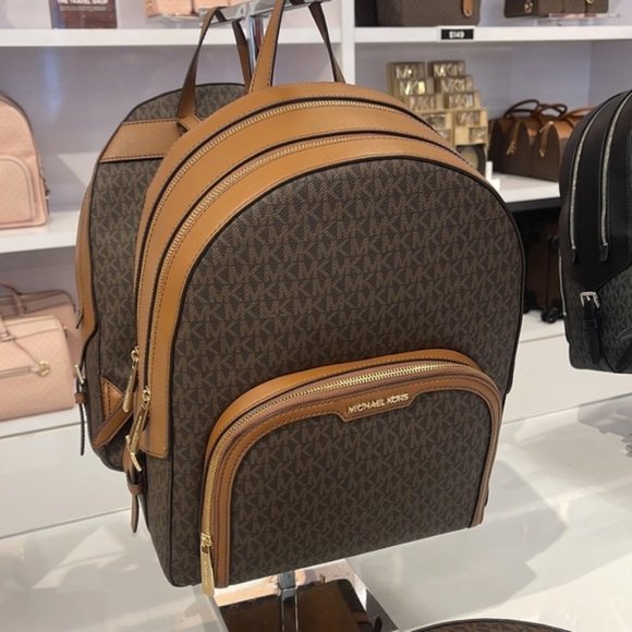 Michael Kors Jaycee Large Zip Pocket Backpack Brown - Picture 6 of 16